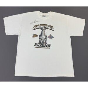 Vintage Y2K Anaheim Ducks 2007 Stanley Cup Champions Hockey NHL White XL Lee T